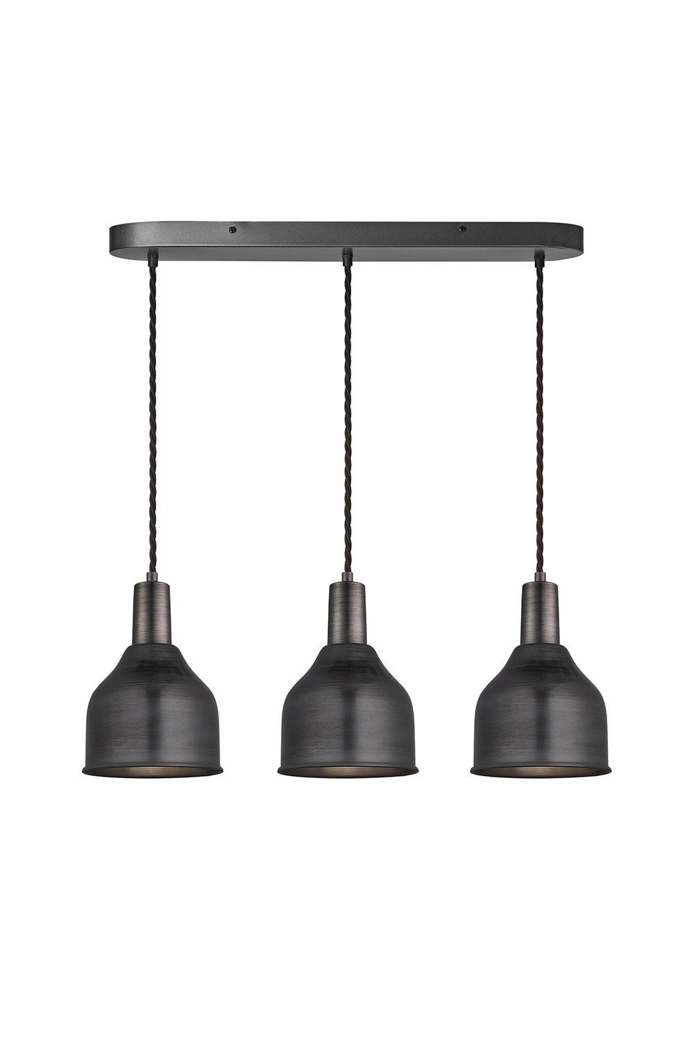 Sleek Cone 3 Wire Oval Cluster Lights, 7 inch, Pewter, Pewter holder